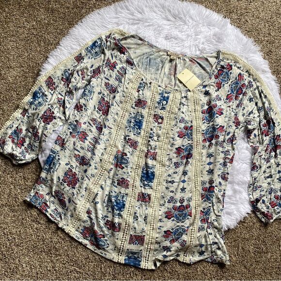 Lucky Brand Top Long Sleeve Oversized Stretchy NEW Crochet Women’s Size Small - Picture 1 of 10